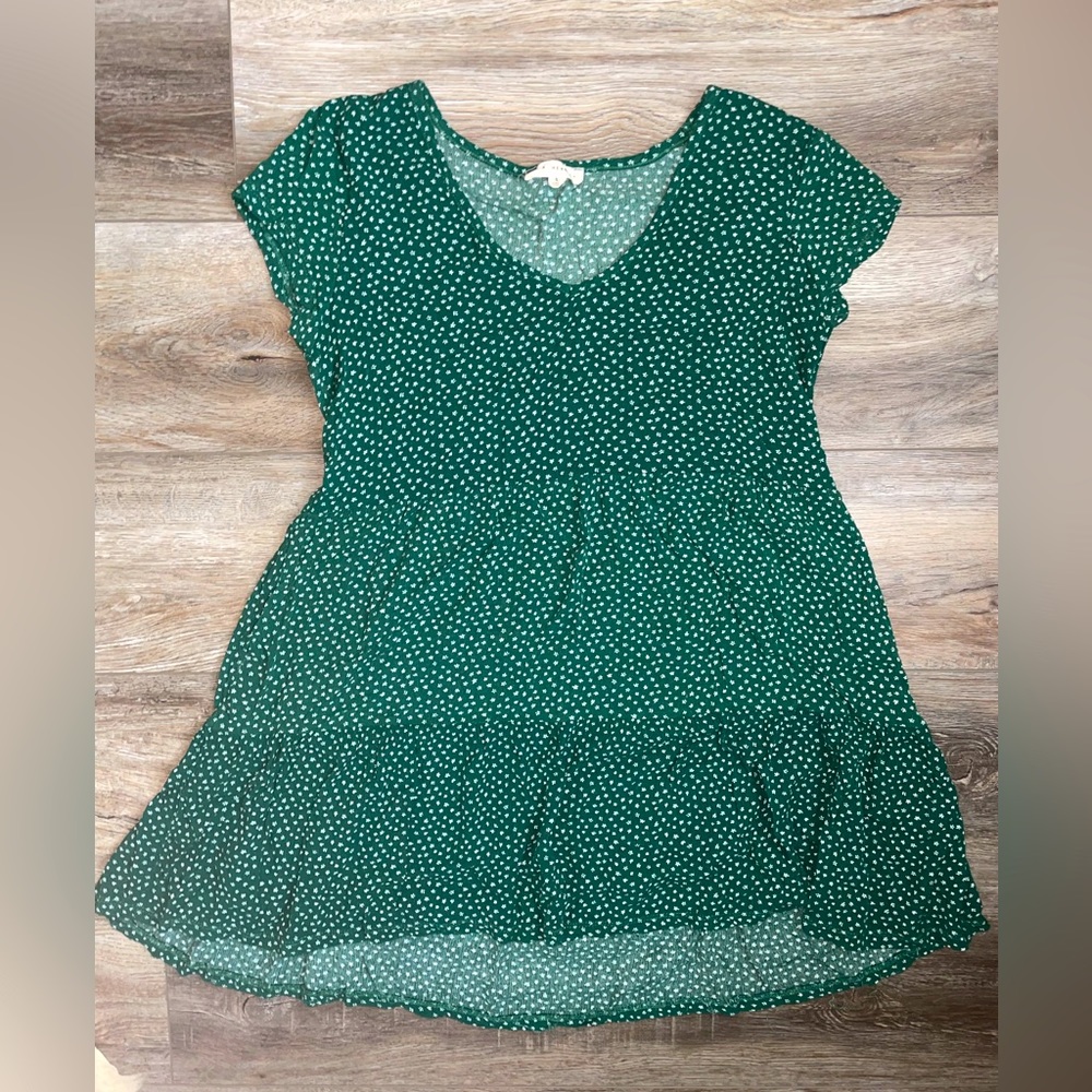 pacsun babydoll dress, size small, green with white floral